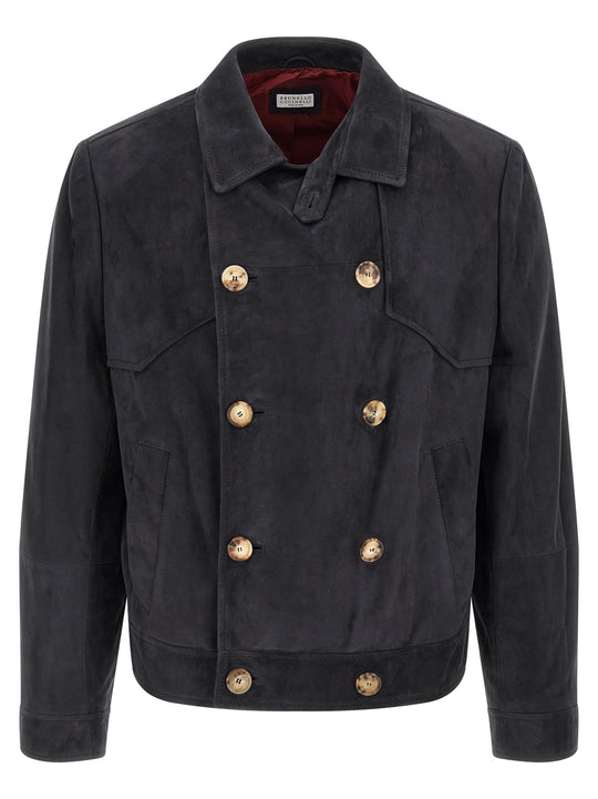 Suede Jacket Puffer Jackets Blue