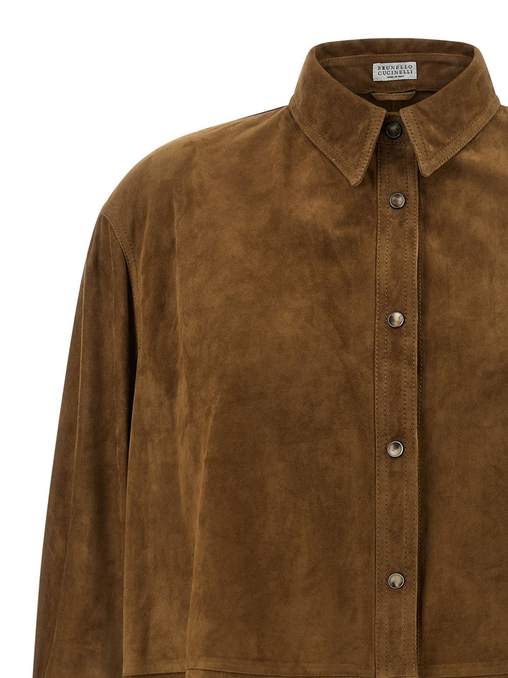 Brunello Cucinelli Suede Shirt Shirt and Blouse - Brown | a570b180ff229320fdce7fc48a4734b9cc5cdb03