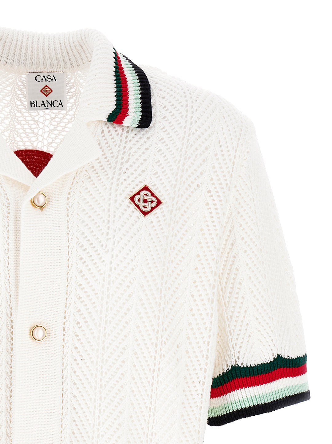 Casablanca Sporty Faux Crochet Shirt and Blouse - White | 2b42385e5c0be4674b8c54c03a234ffec96106f6