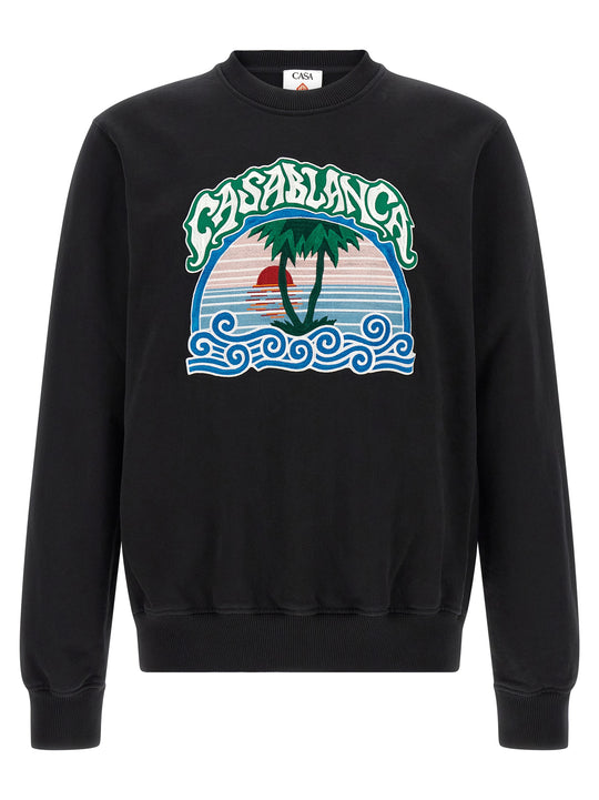 Palm Tree Emblem Sweatshirt Black