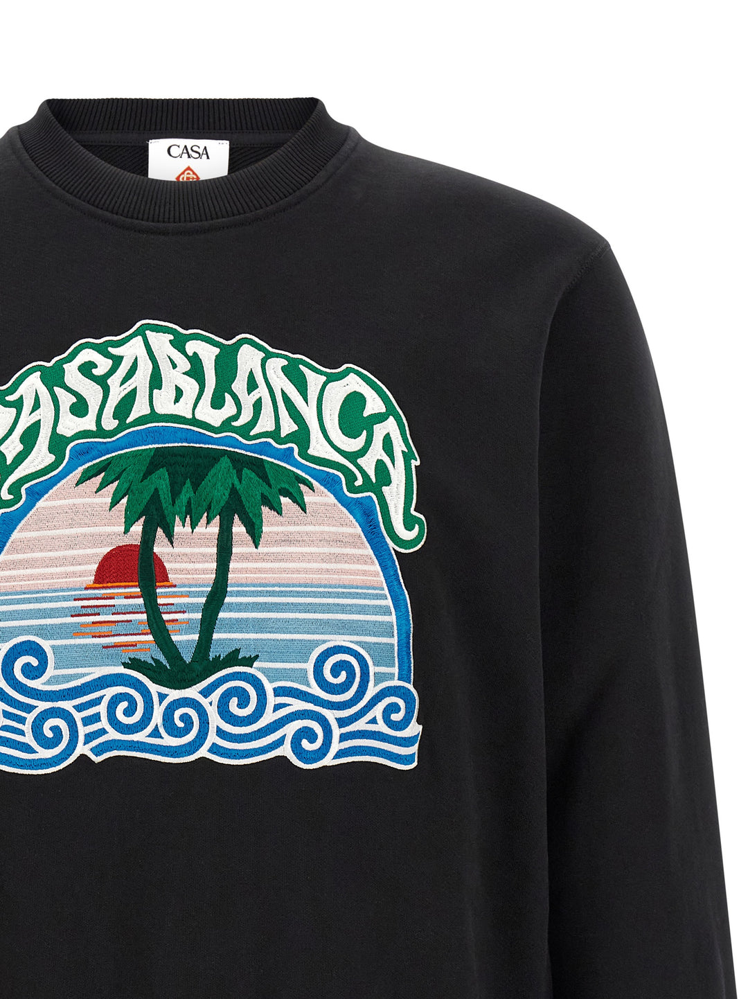 Casablanca Palm Tree Emblem Sweatshirt - Black | a136665b5b6a3b0da3f587ec3ad871dedb239d9f