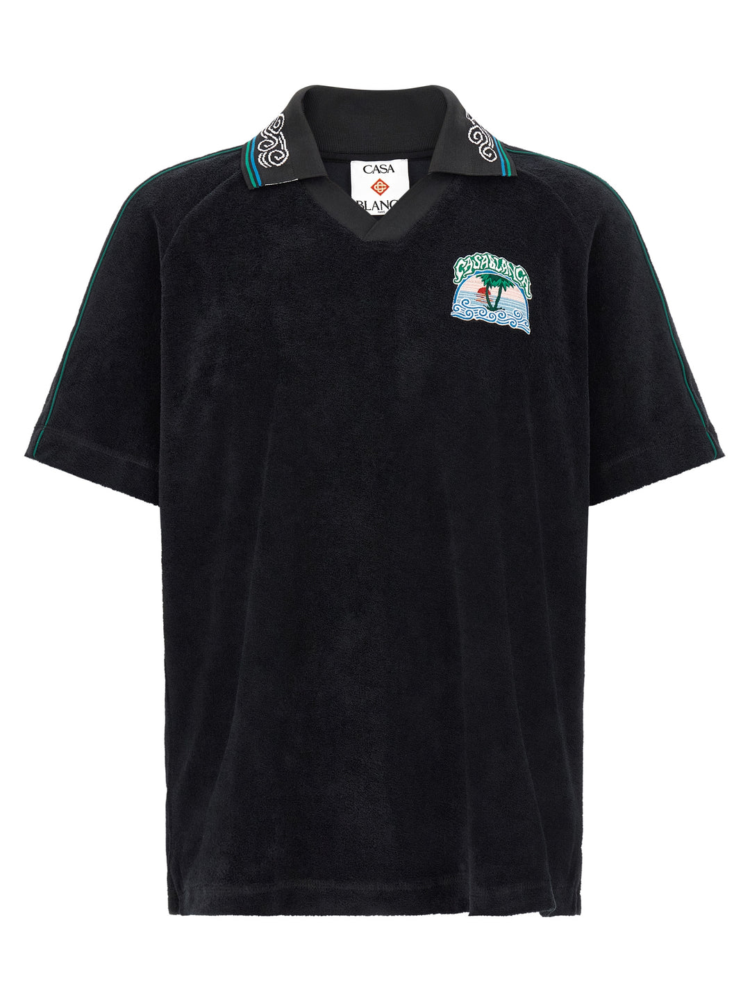 Casablanca Towelling Polo - Black | dbe213e8bd58fcd2c65801df9f2e127831940d2c