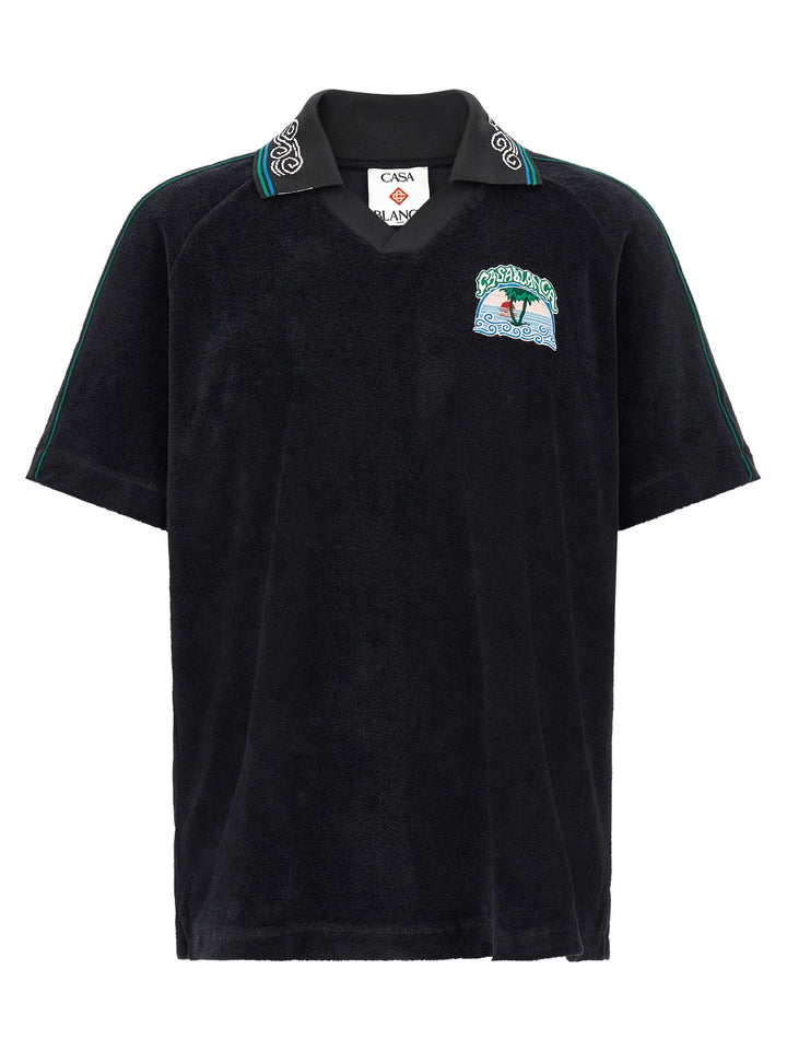 Casablanca Towelling Polo - Black | dbe213e8bd58fcd2c65801df9f2e127831940d2c