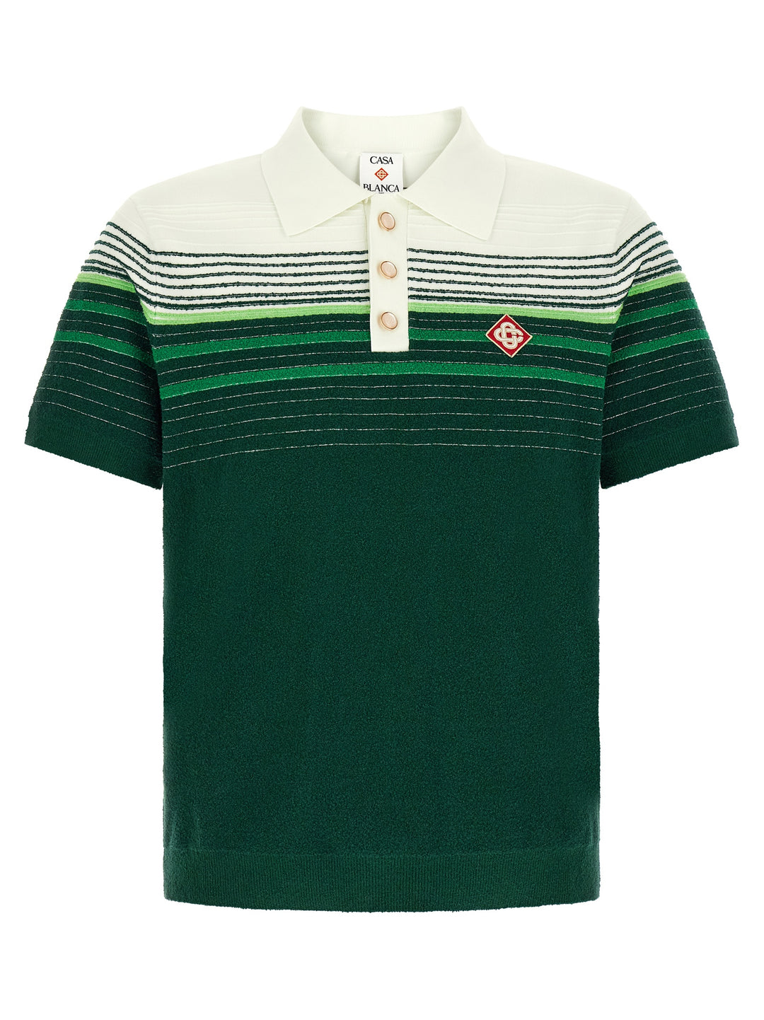 Casablanca Bouclé Stripes Polo - Green | d2ec9449c1cb993a7a49eea1f590ab3c1bd4b9eb