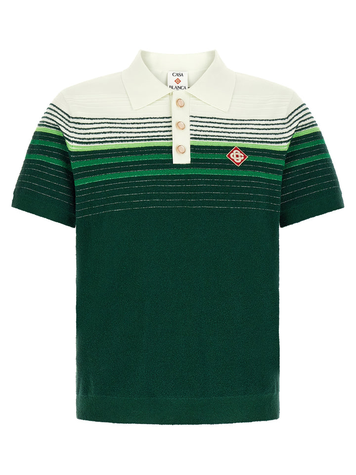 Casablanca Bouclé Stripes Polo - Green | d2ec9449c1cb993a7a49eea1f590ab3c1bd4b9eb