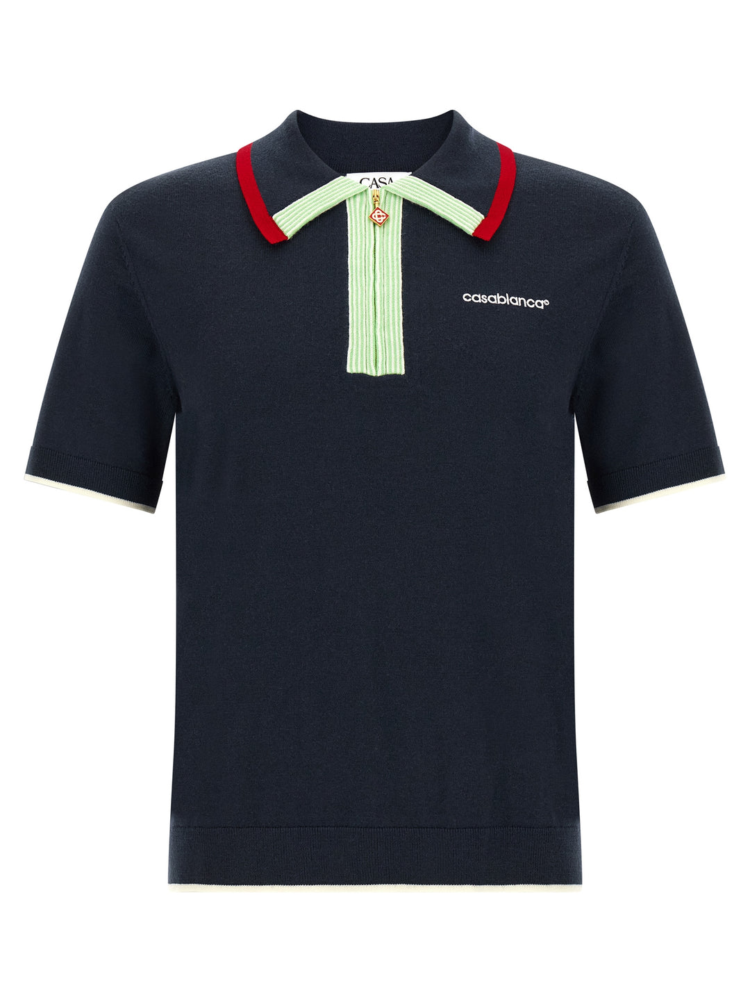 Casablanca Knit  Shirt With Zip Polo - Blue | 9ce1ab946236f31fe238e3df84897364d4d2fcea