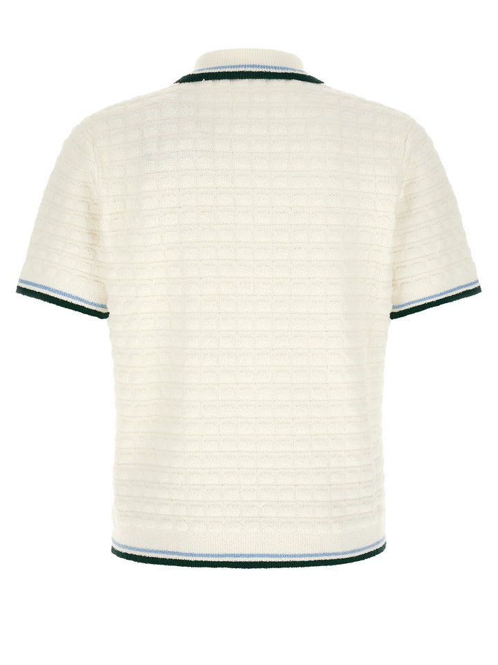 Casablanca Bouclé  Shirt Polo - White | 91d55384dc6e46845201cd7f9c4e165be47250f5