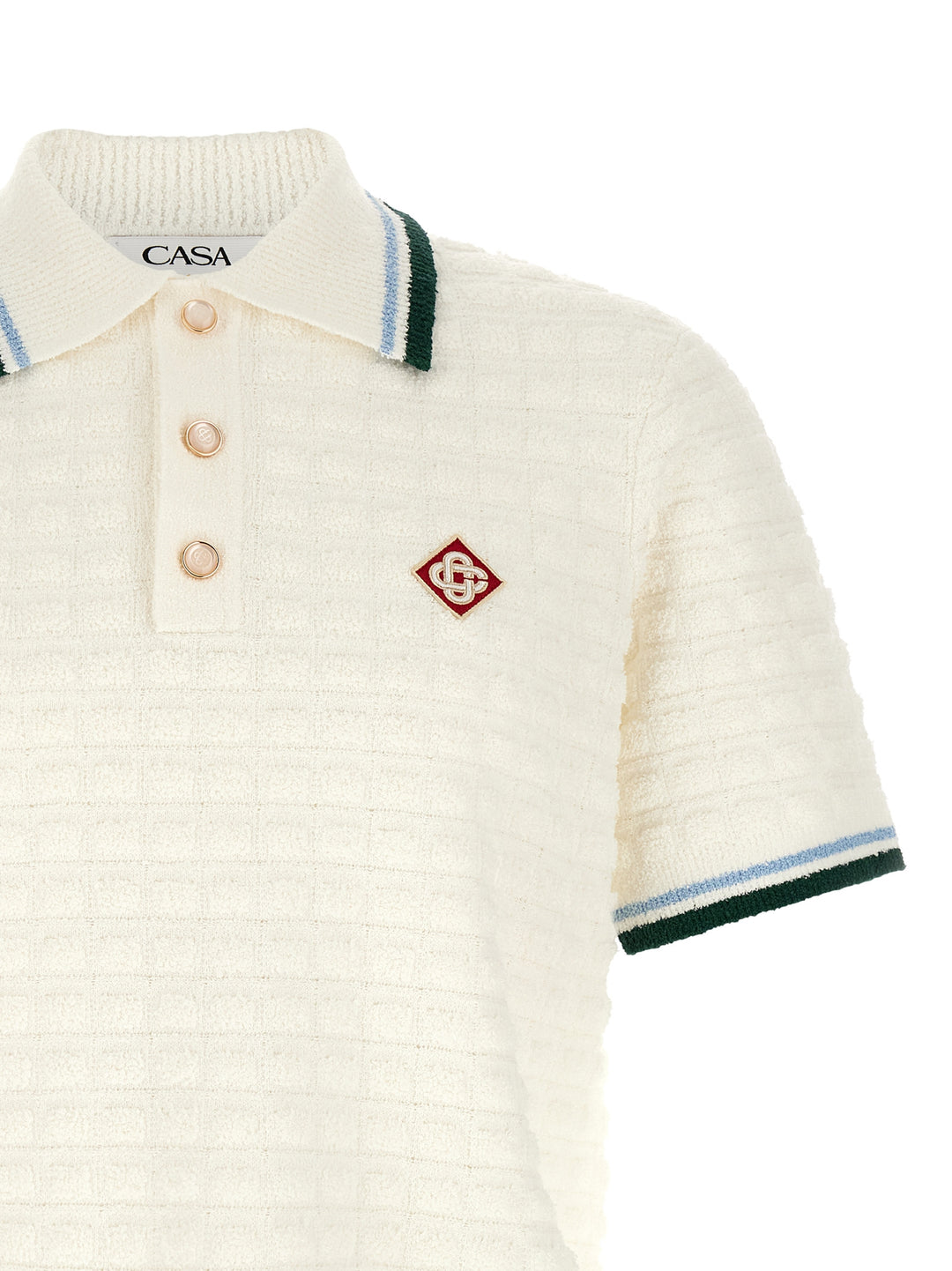 Casablanca Bouclé  Shirt Polo - White | 92886782e680c20e7c4be4362945c796e198ad3f