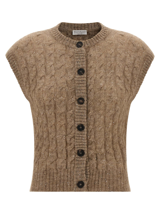Knit Vest Gilet Brown