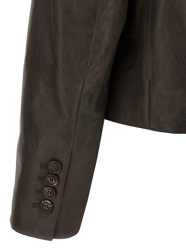 Brunello Cucinelli Blazer Nappa Monile BlazerS - Brown | b9747ca8d9156bfa84384c39bdaa5ad5c3c4d259