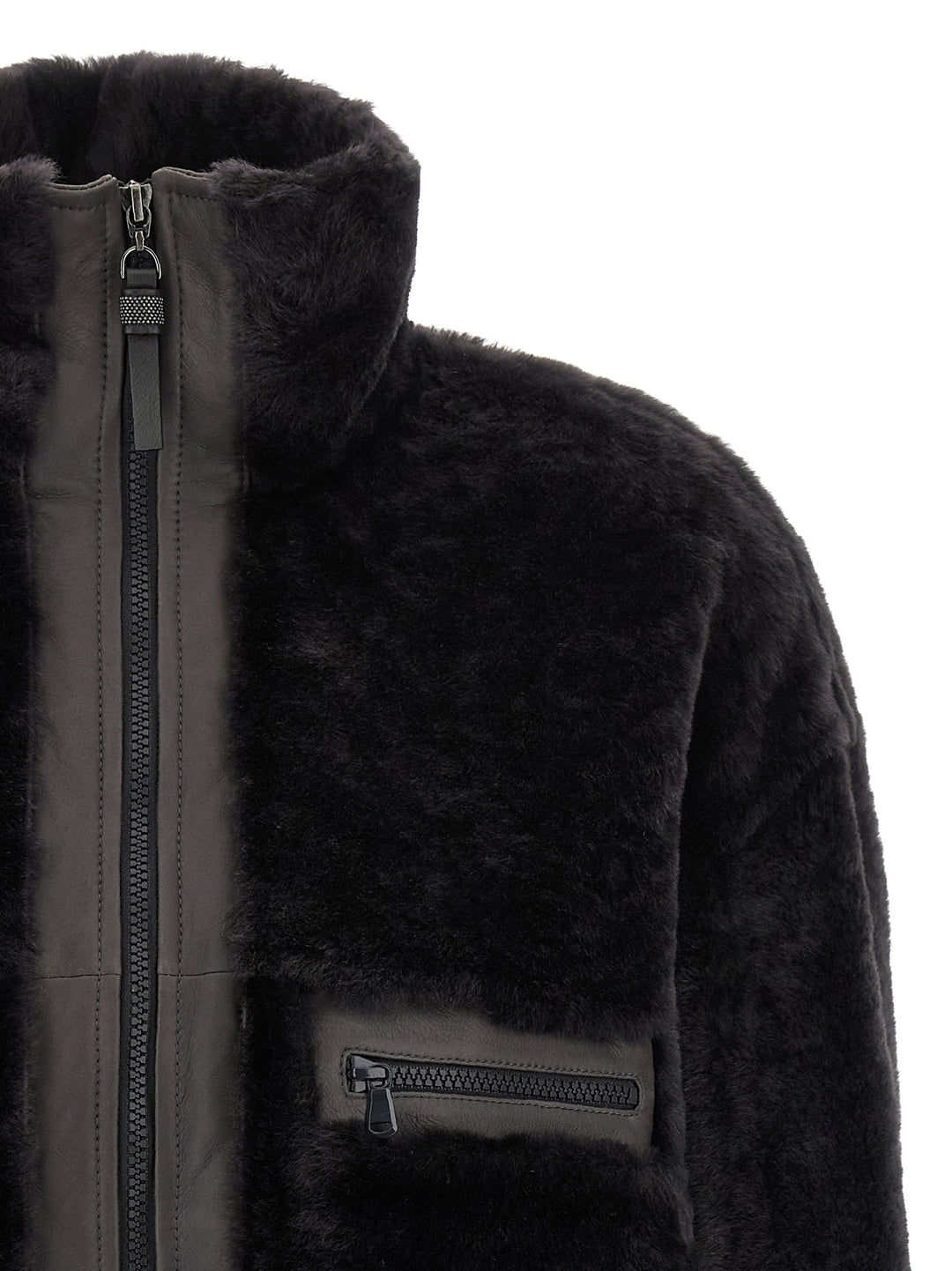 Brunello Cucinelli Shiny Zipper Pull Fur - Gray | b861b0b557e15f80e96825984406461eeeefad59