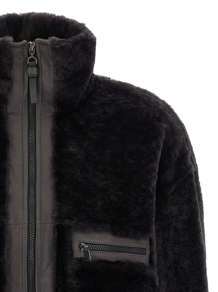 Brunello Cucinelli Shiny Zipper Pull Fur - Gray | b861b0b557e15f80e96825984406461eeeefad59