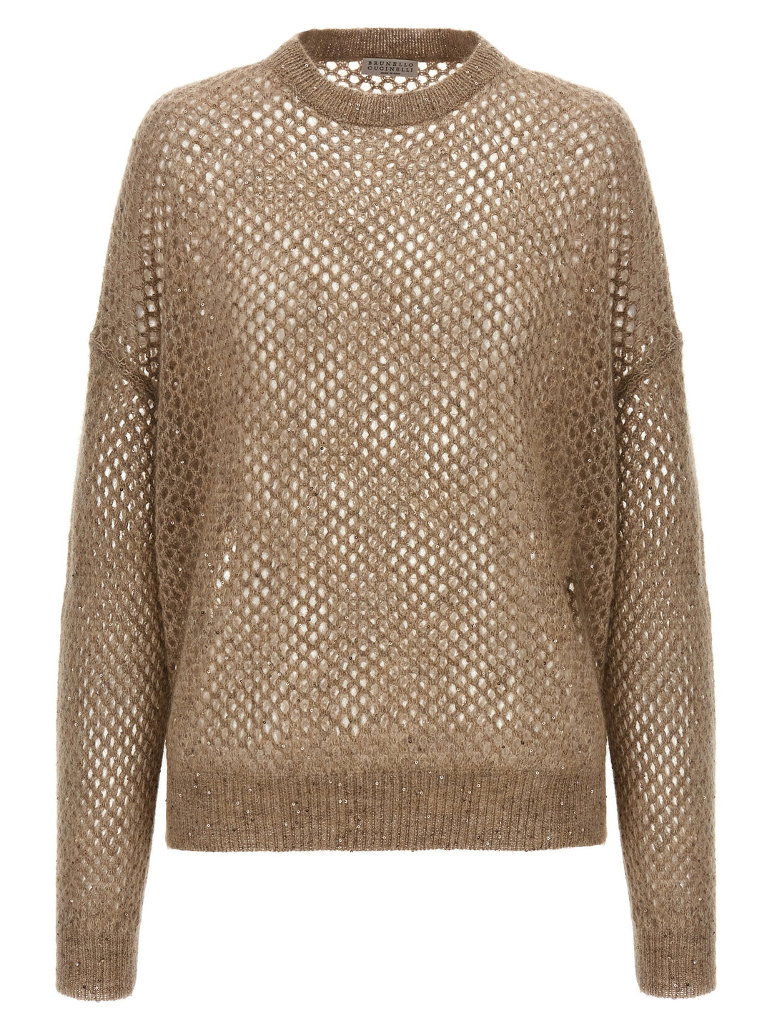 Brunello Cucinelli Rustic Dazzling Net Sweaters and Cardigans - Beige | 6f1558e1510f5169f8cc5173dbfd9aad9fdfdf79