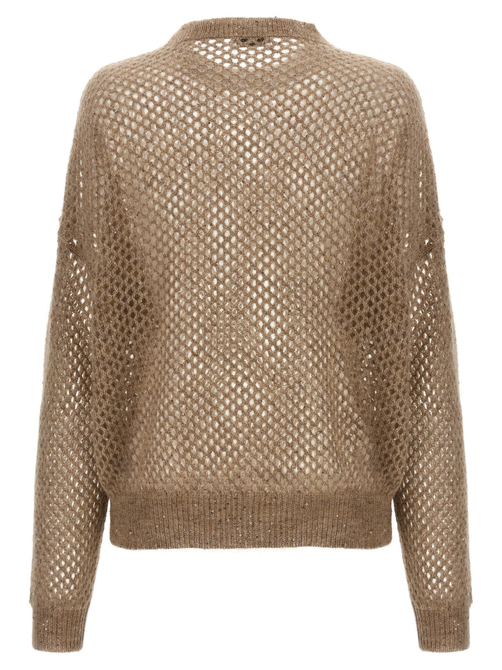 Brunello Cucinelli Rustic Dazzling Net Sweaters and Cardigans - Beige | 667902e402c577a0a13bf8ec37dfc824b1b630ea