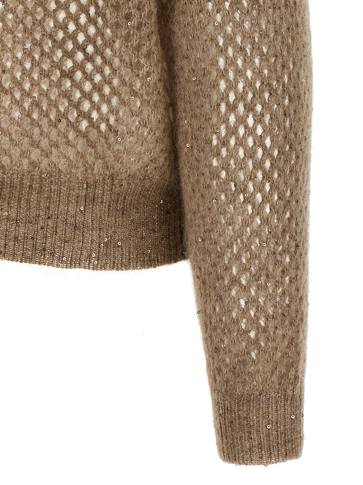 Brunello Cucinelli Rustic Dazzling Net Sweaters and Cardigans - Beige | 4c19c844e8ac20583903284b38a19f85ed8eeb92