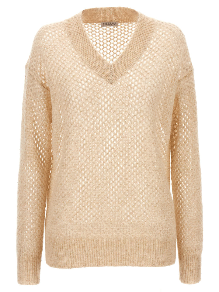 Brunello Cucinelli Rustic Dazzling Net Sweaters and Cardigans - Beige | c0084247266b26a9250d47ab0af3be7fe0547214