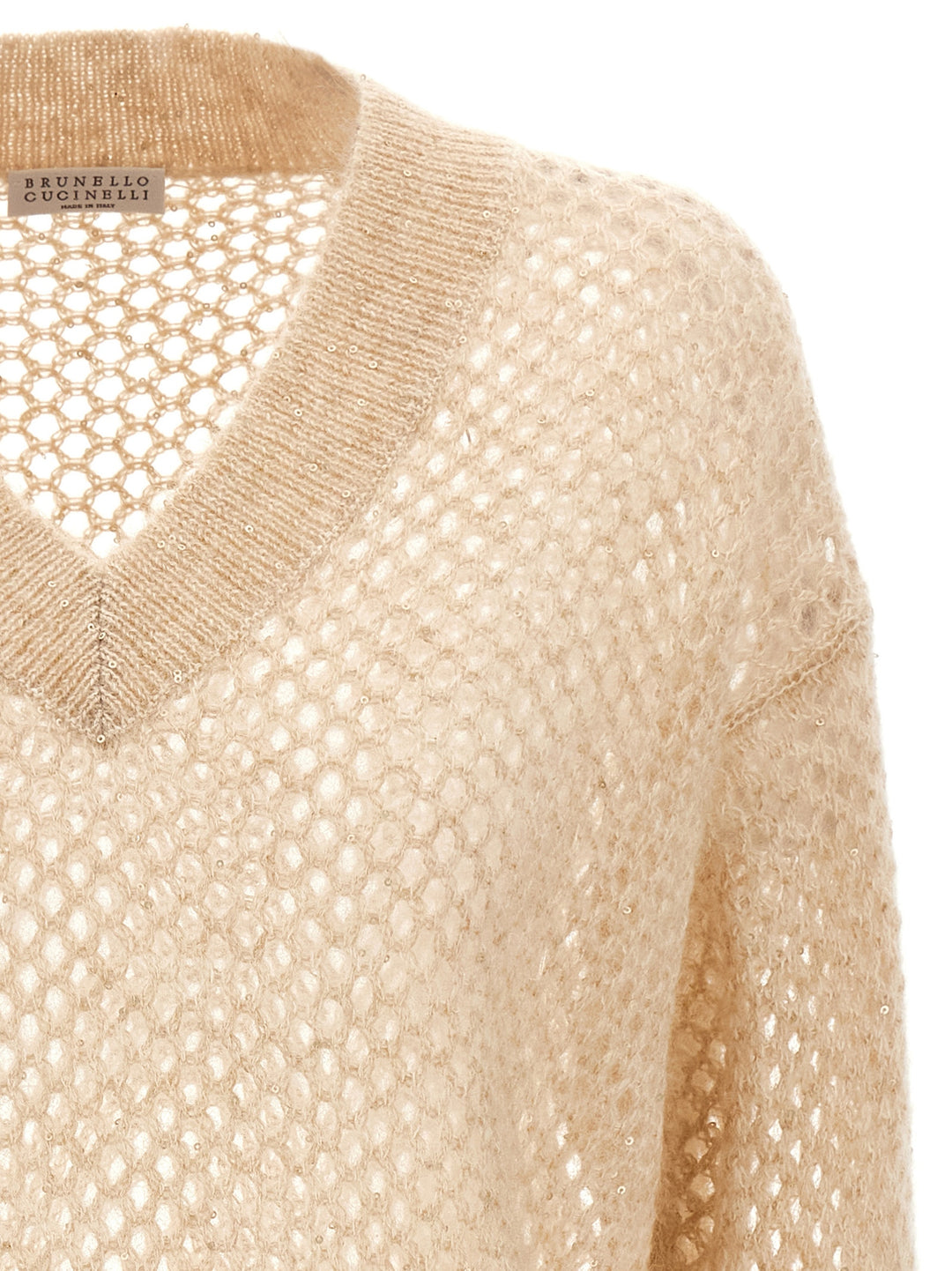 Brunello Cucinelli Rustic Dazzling Net Sweaters and Cardigans - Beige | e3dafe87978707f34b14fc077a9d12bc305199a2