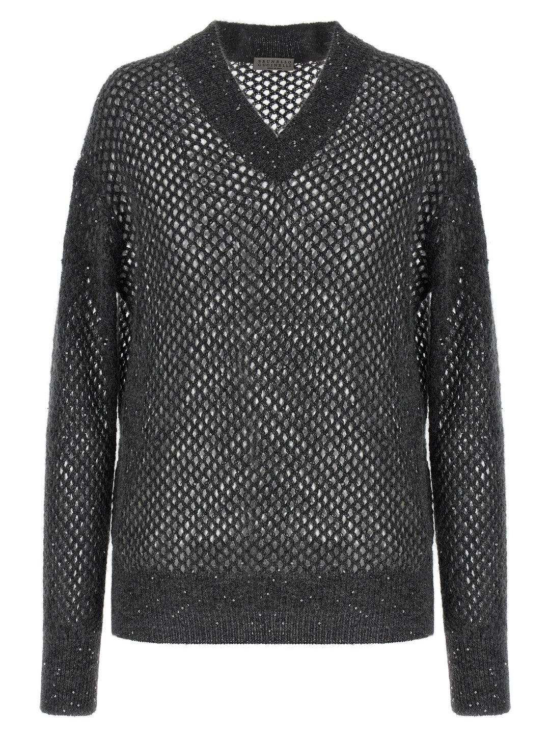 Brunello Cucinelli Rustic Dazzling Net Sweaters and Cardigans - Gray | e39086ed31dfaae2ae228aaf1d8fd5a045a80a41