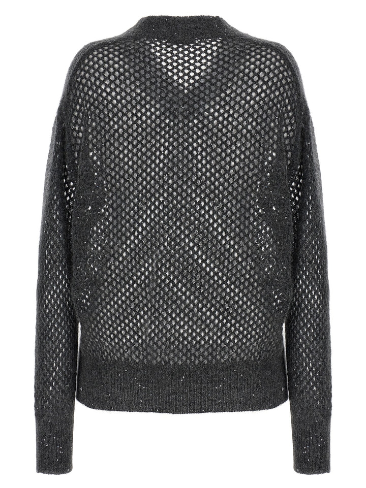 Brunello Cucinelli Rustic Dazzling Net Sweaters and Cardigans - Gray | c0413d56ff71ed8b5e85c9d9c5b925c91a29a3ef