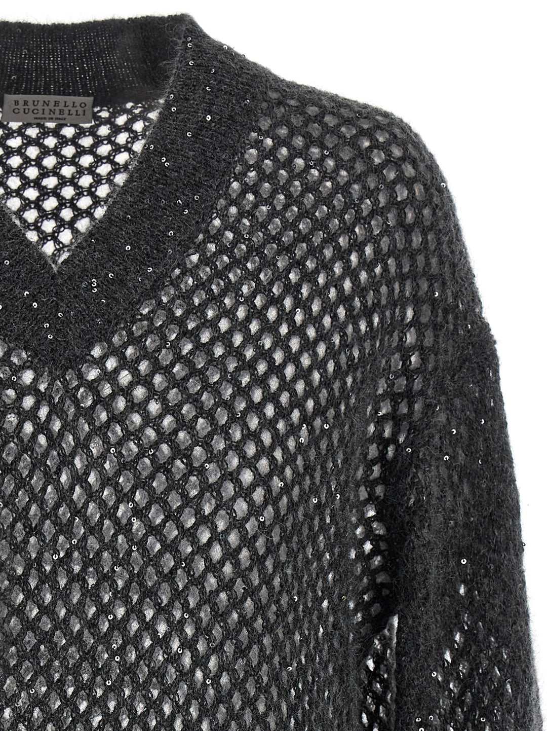 Brunello Cucinelli Rustic Dazzling Net Sweaters and Cardigans - Gray | 119b95d10489a8364f3edd871a6810da2d269859