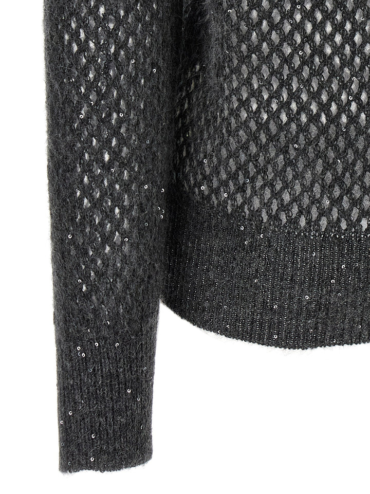 Brunello Cucinelli Rustic Dazzling Net Sweaters and Cardigans - Gray | 517f881e68c1a650f788d2198b10bdb213f92f69