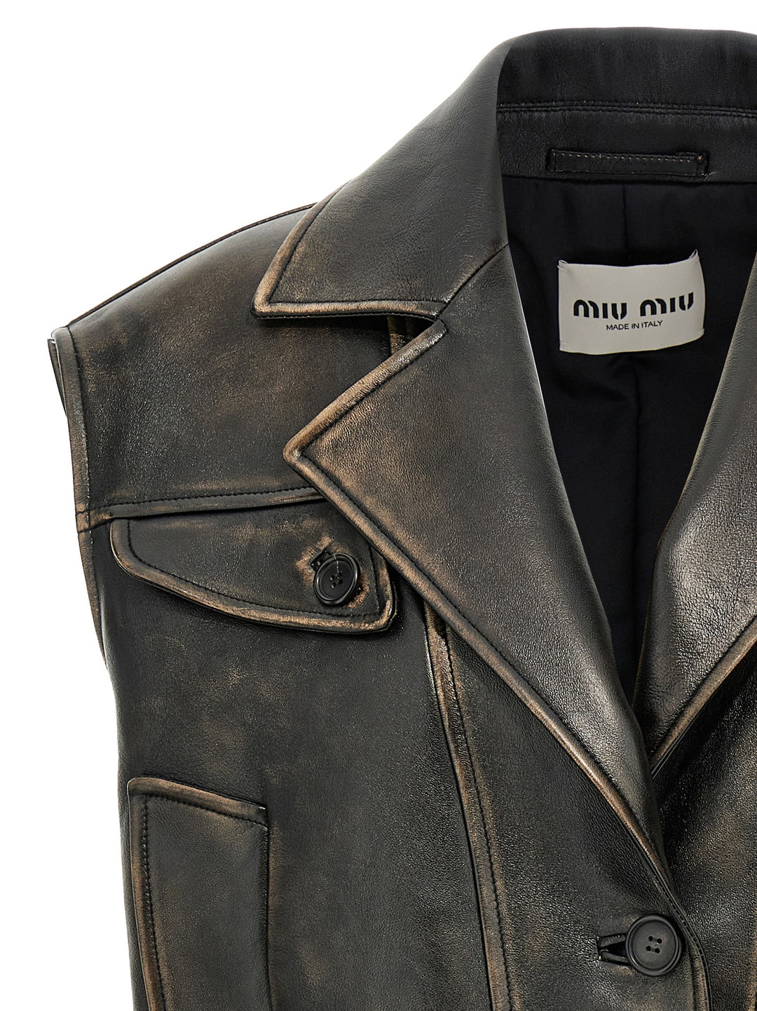 Miu Miu Logo Nappa Vest Gilet - Brown | 26bf3c69b965f15cbd8251483bad295c53e108a8