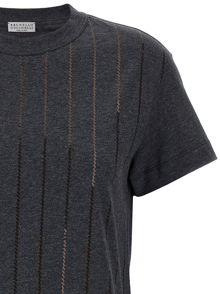 Brunello Cucinelli Micro Sequin T-shirt - Gray | 65c6678abfe56bee40b62ebbdc6aeb8c82054c89