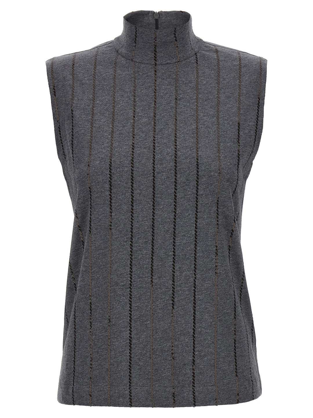 Brunello Cucinelli Micro Sequin Top Tops - Gray | 56e2457a26565eda57602e403f4ced1b0740a8a9