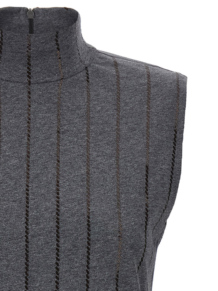 Brunello Cucinelli Micro Sequin Top Tops - Gray | 1f49ed35961b75f791bcd4124f596ddd1c590465