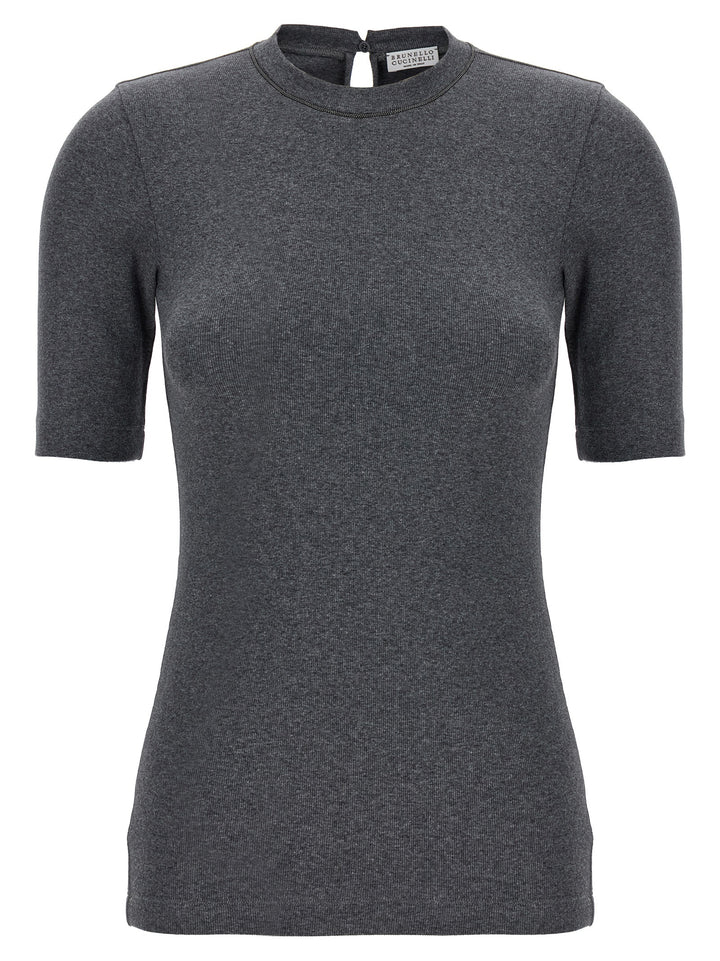 Brunello Cucinelli Monile Ribbed T-shirt - Gray | 421f2a4f2ff53755a26204d7c1f7e2a661eaf375