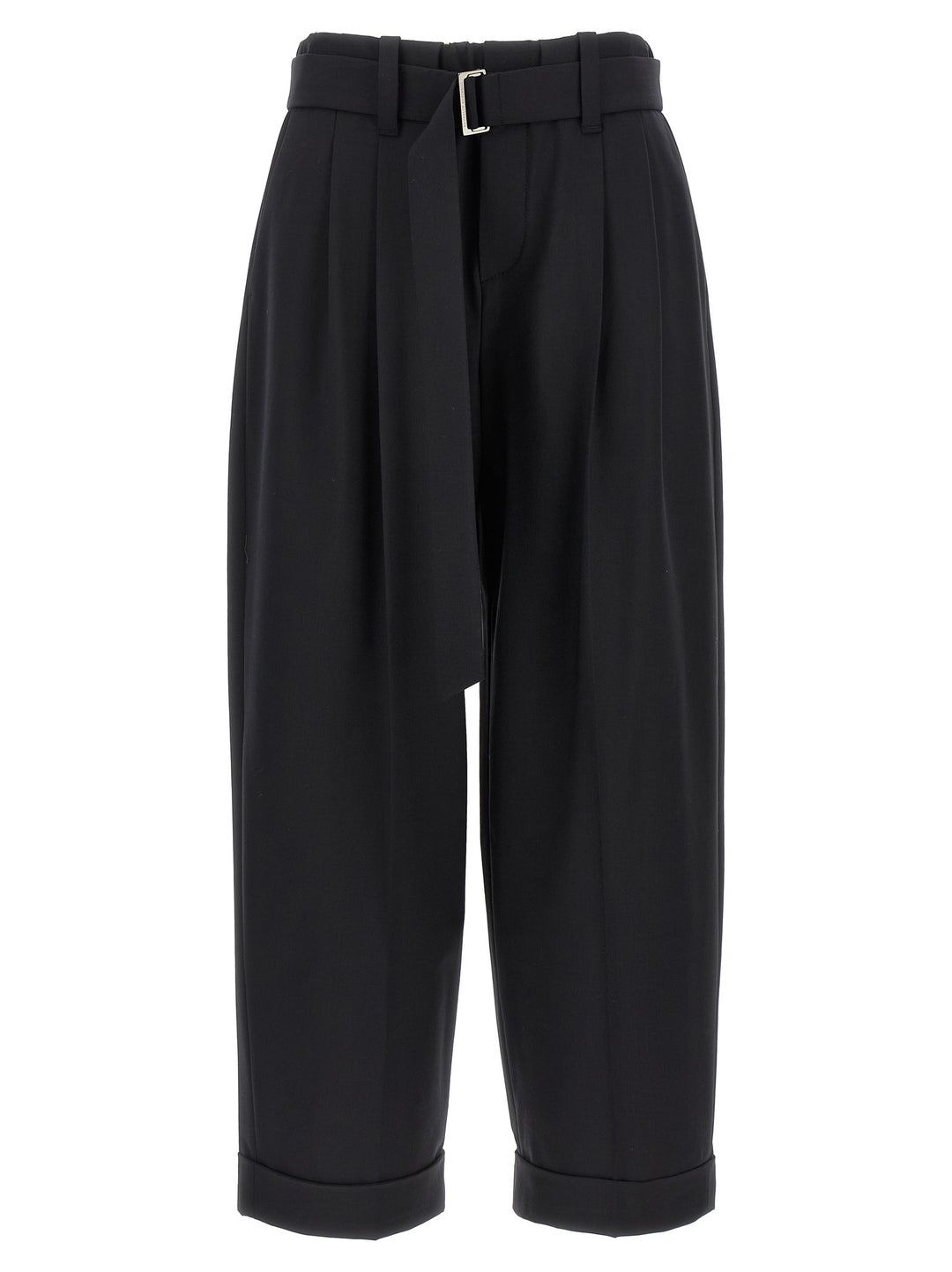 Brunello Cucinelli Belt Wool Pants - Black | 930fdd5d263fc7b651f299ce47d0f0056fb233a8