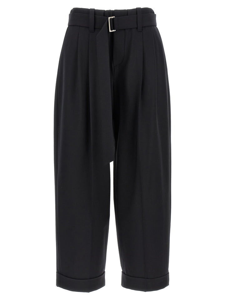 Brunello Cucinelli Belt Wool Pants - Black | 930fdd5d263fc7b651f299ce47d0f0056fb233a8