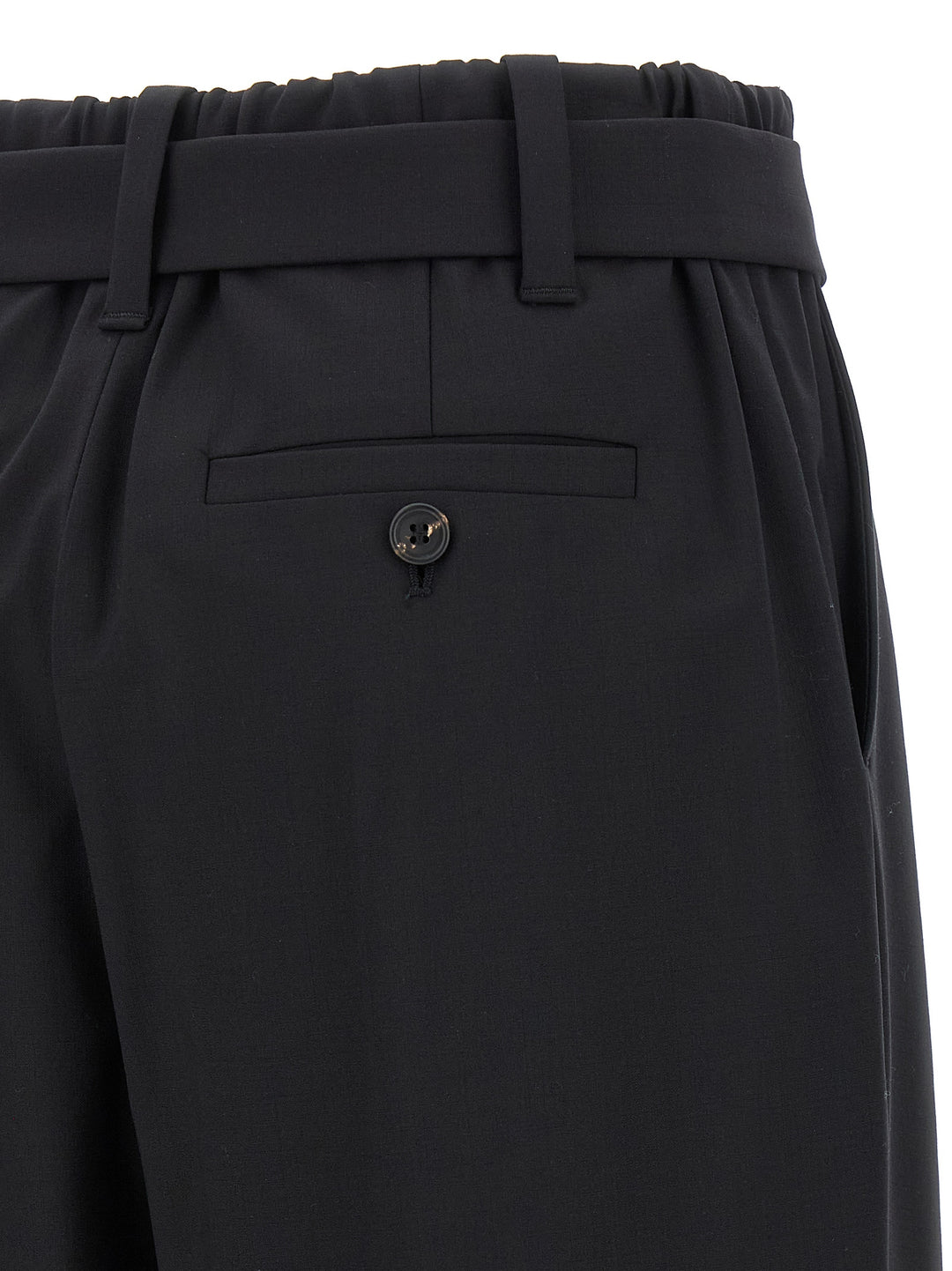 Brunello Cucinelli Belt Wool Pants - Black | 7a24f2301475b90799dce495359445b12e9ae918