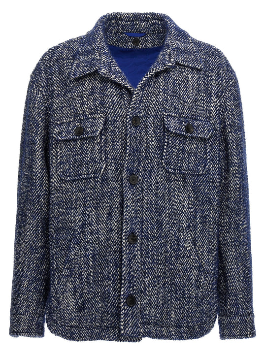 Chevron Wool Jacket Puffer Jackets Blue