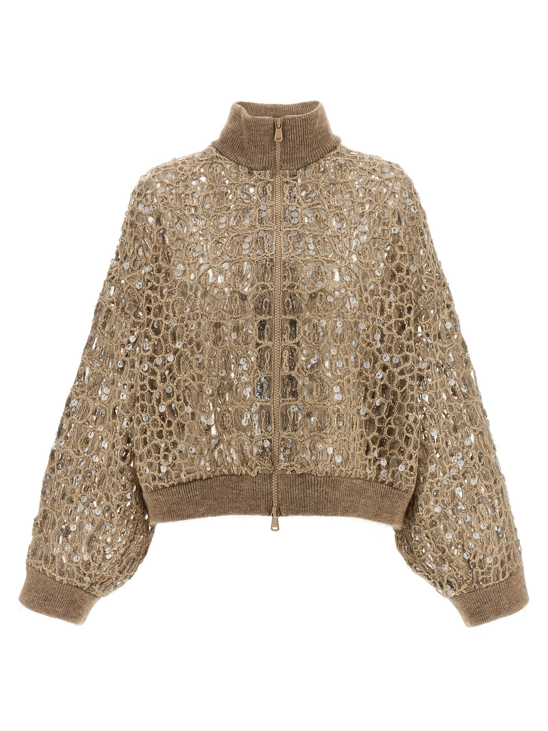 Brunello Cucinelli Dazzling Croc Embroidery Sweaters and Cardigans - Beige | 4139de83933dd2b5ed92ef6dd1804a533706b885