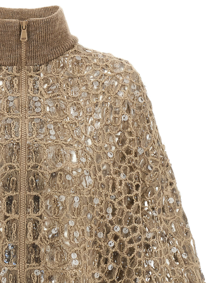 Brunello Cucinelli Dazzling Croc Embroidery Sweaters and Cardigans - Beige | 648565fc54ec2ce3a286d05848f34983728b6628