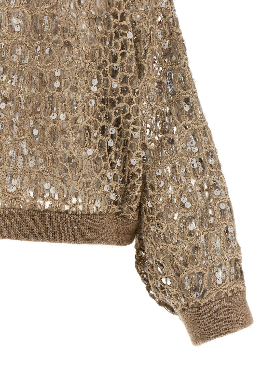 Brunello Cucinelli Dazzling Croc Embroidery Sweaters and Cardigans - Beige | d36329e8bbb92dfd9f31f04be2c6e8b54fcc0c16