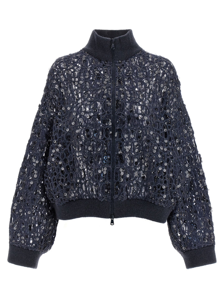Brunello Cucinelli Dazzling Croc Embroidery Sweaters and Cardigans - Blue | 3393d241afe34270cc317754ef0495421820220c