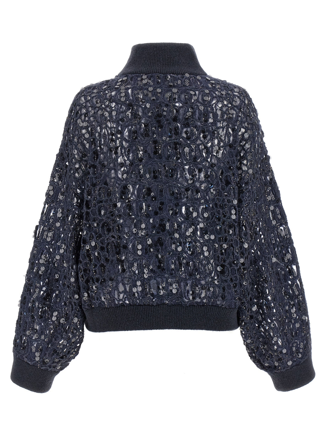 Brunello Cucinelli Dazzling Croc Embroidery Sweaters and Cardigans - Blue | d12bb8ba64c771fc570850bb5329adde3156ed12