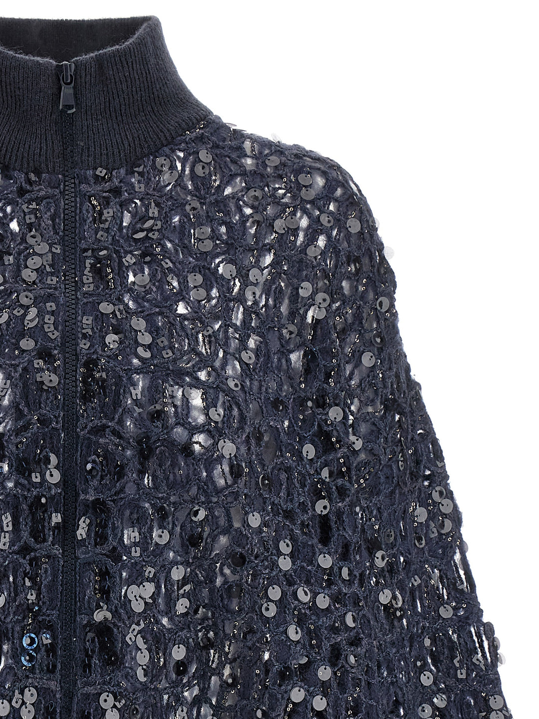 Brunello Cucinelli Dazzling Croc Embroidery Sweaters and Cardigans - Blue | 55c53c67b796cc89db895ce799f88f1079f51e02