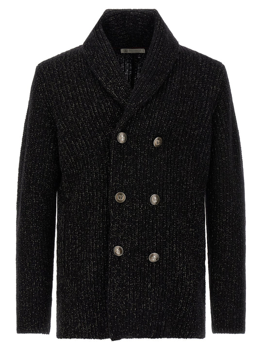 Double-Breasted Cardigan Sweaters And Cardigans Black