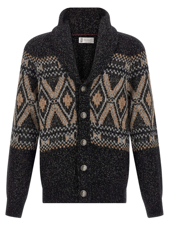 Geometric Jacquard Cardigan Sweaters And Cardigans Multicolor