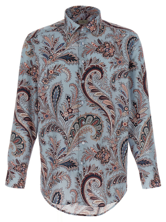 Floral Paisley Cotton Shirt Shirt And Blouse Light Blue