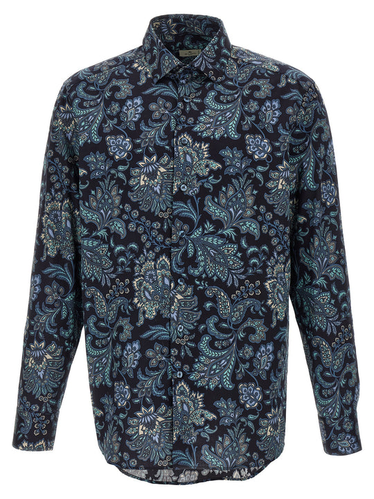 Floral Paisley Cotton Shirt Shirt And Blouse Blue
