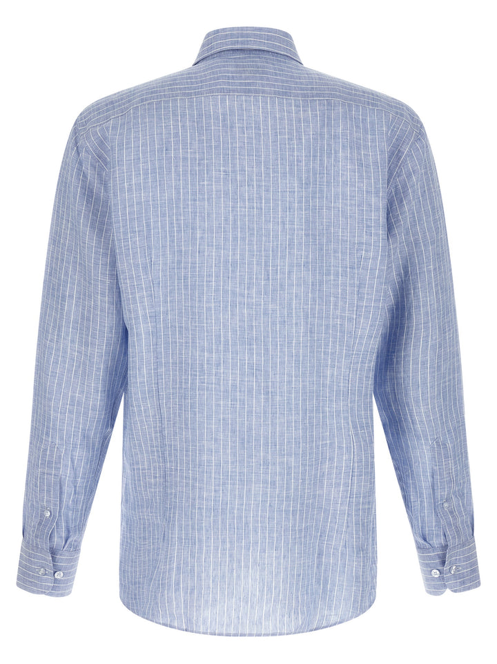 Etro Striped Linen Shirt Shirt and Blouse - Light Blue | bd7962b0487b7c5f4f61c7baf1dbcab1d64f89c3