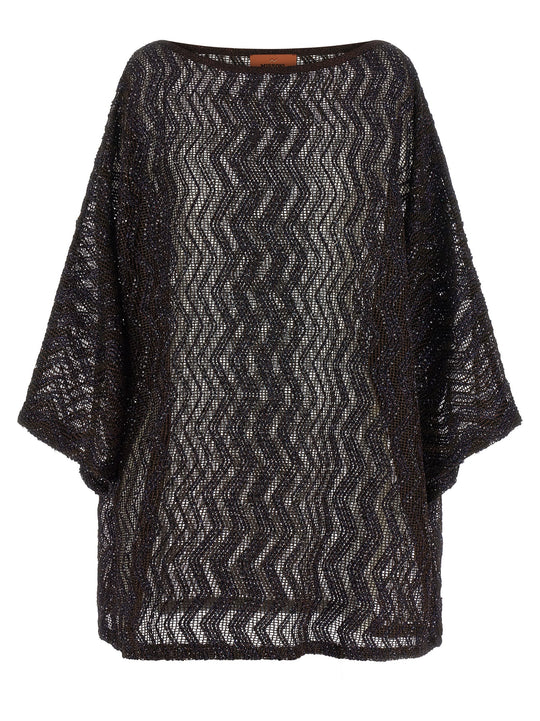 Zigzag Mesh Dress Beachwear Brown