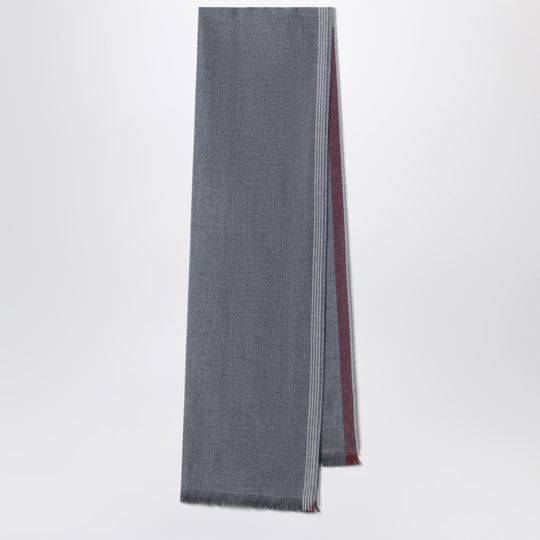 Dark Grey/Burgundy/Sand Scarf In Wool And Cashmere