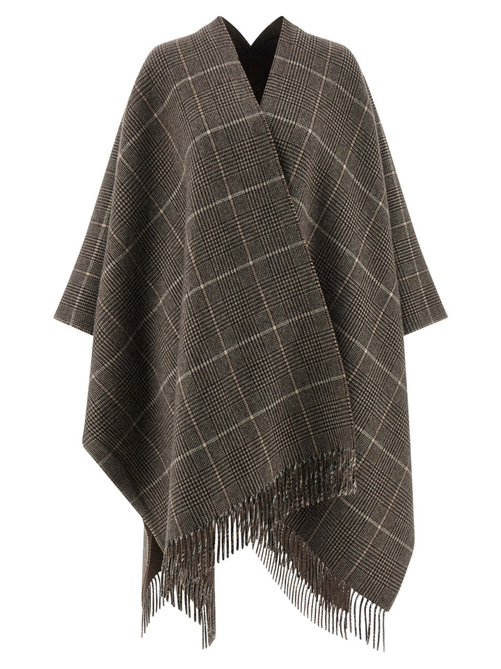 Brunello Cucinelli Cashmere Reversible Poncho Capes - Brown | 787858bc23943eb0cd61d7282d5b2d3213a0b805