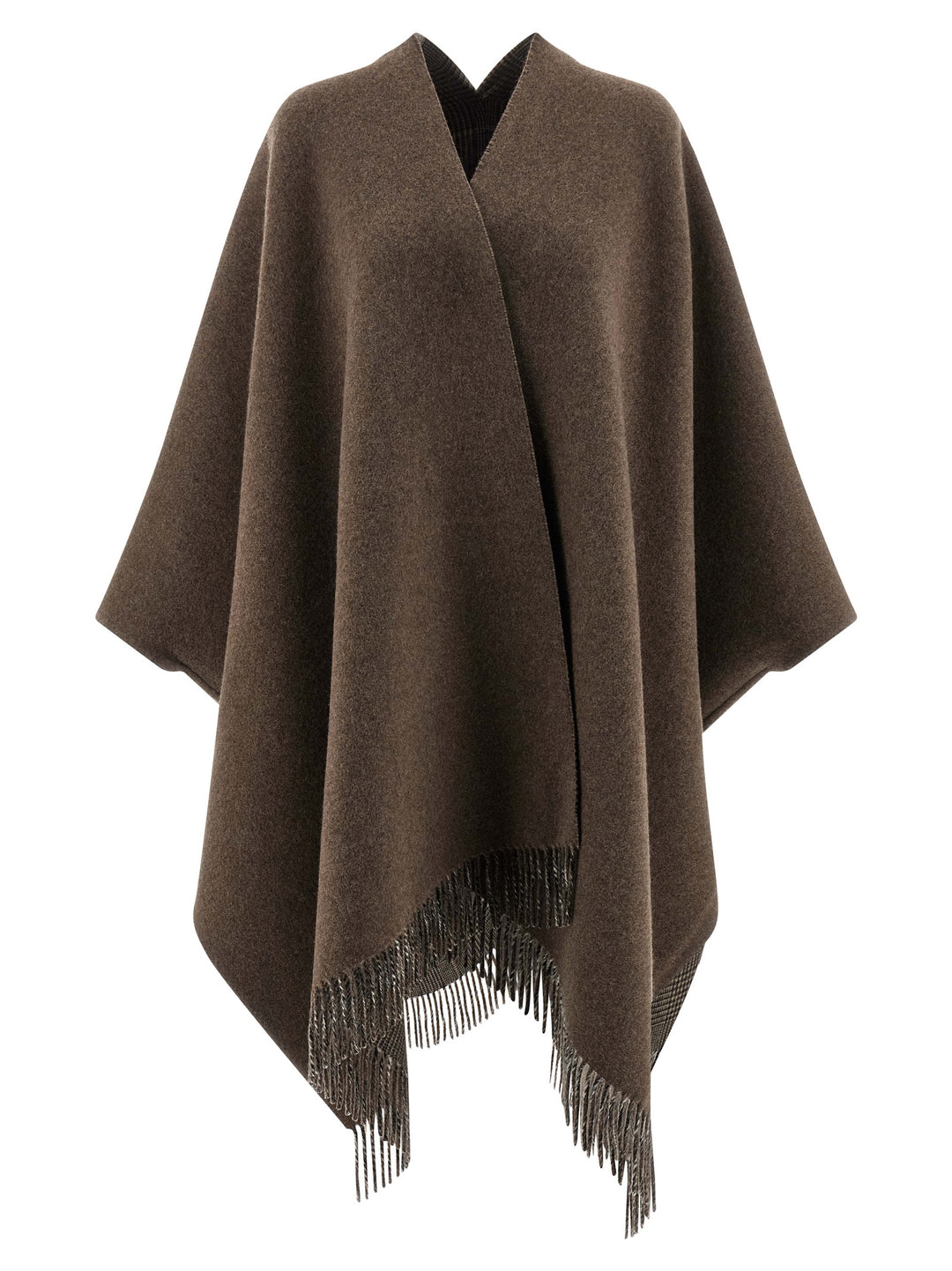 Brunello Cucinelli Cashmere Reversible Poncho Capes - Brown | 1f08a930a4c6d9173d9a1dfaa0e4a194634218c4