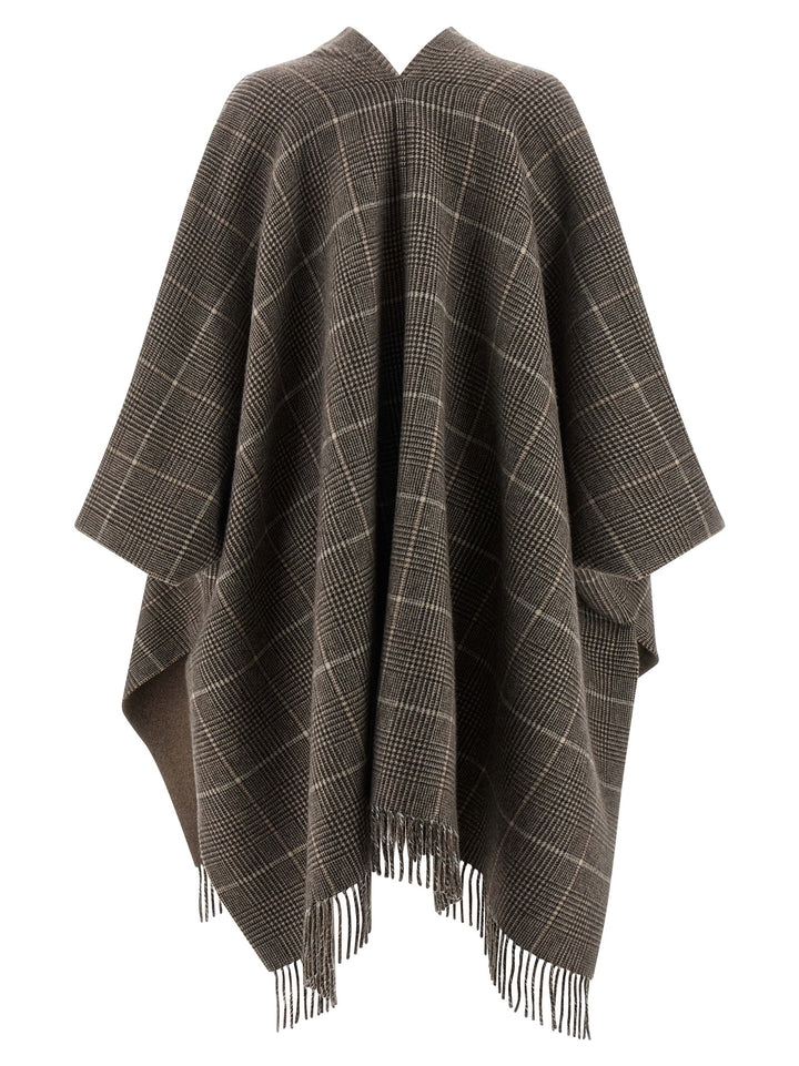 Brunello Cucinelli Cashmere Reversible Poncho Capes - Brown | 971709ed8cfe089e639617ad6d39f9a88a4360d8